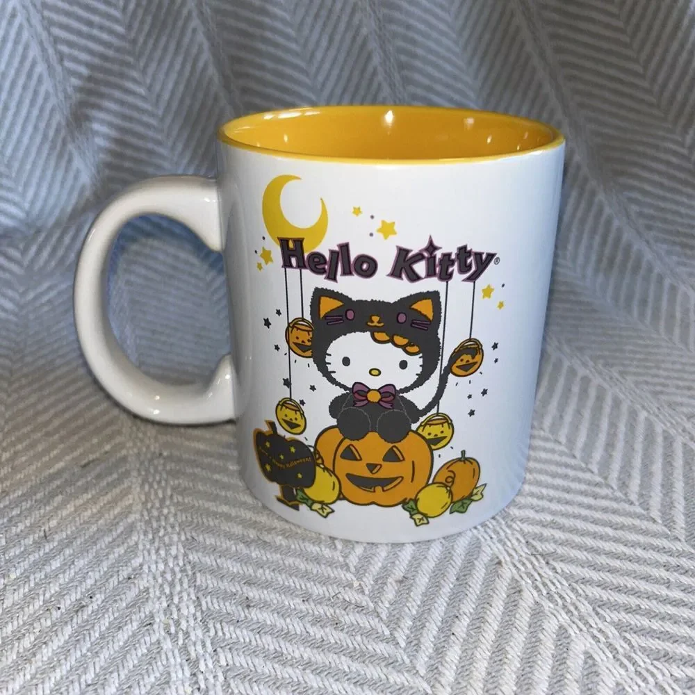 Sanrio Hello Kitty Halloween Black Cat Orange Pumpkins‎ Moon Mug 20 oz.